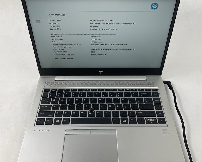 HP mt45 14" Ryzen 3 Pro 3300U 2.10 GHz 4 GB RAM No SSD/OS/AC - Key