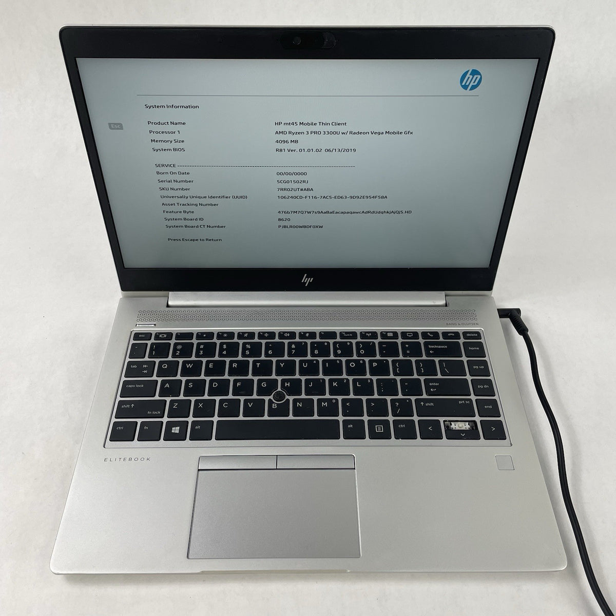 HP mt45 14" Ryzen 3 Pro 3300U 2.10 GHz 4 GB RAM No SSD/OS/AC - Key3