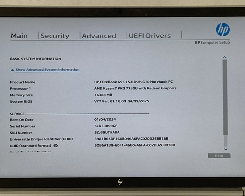 HP EliteBook 655 G10 AMD Ryzen 7 Pro 7730U 2.00 GHz 16 GB RAM 15.6" No HDD No OS