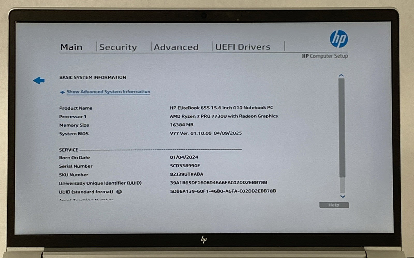 HP EliteBook 655 G10 AMD Ryzen 7 Pro 7730U 2.00 GHz 16 GB RAM 15.6" No HDD No OS