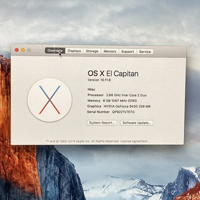 Apple A1225 iMac 24" 2009 2.66 GHz Core 2 Duo 8 GB RAM 640GB HDD macOS 10.11.6