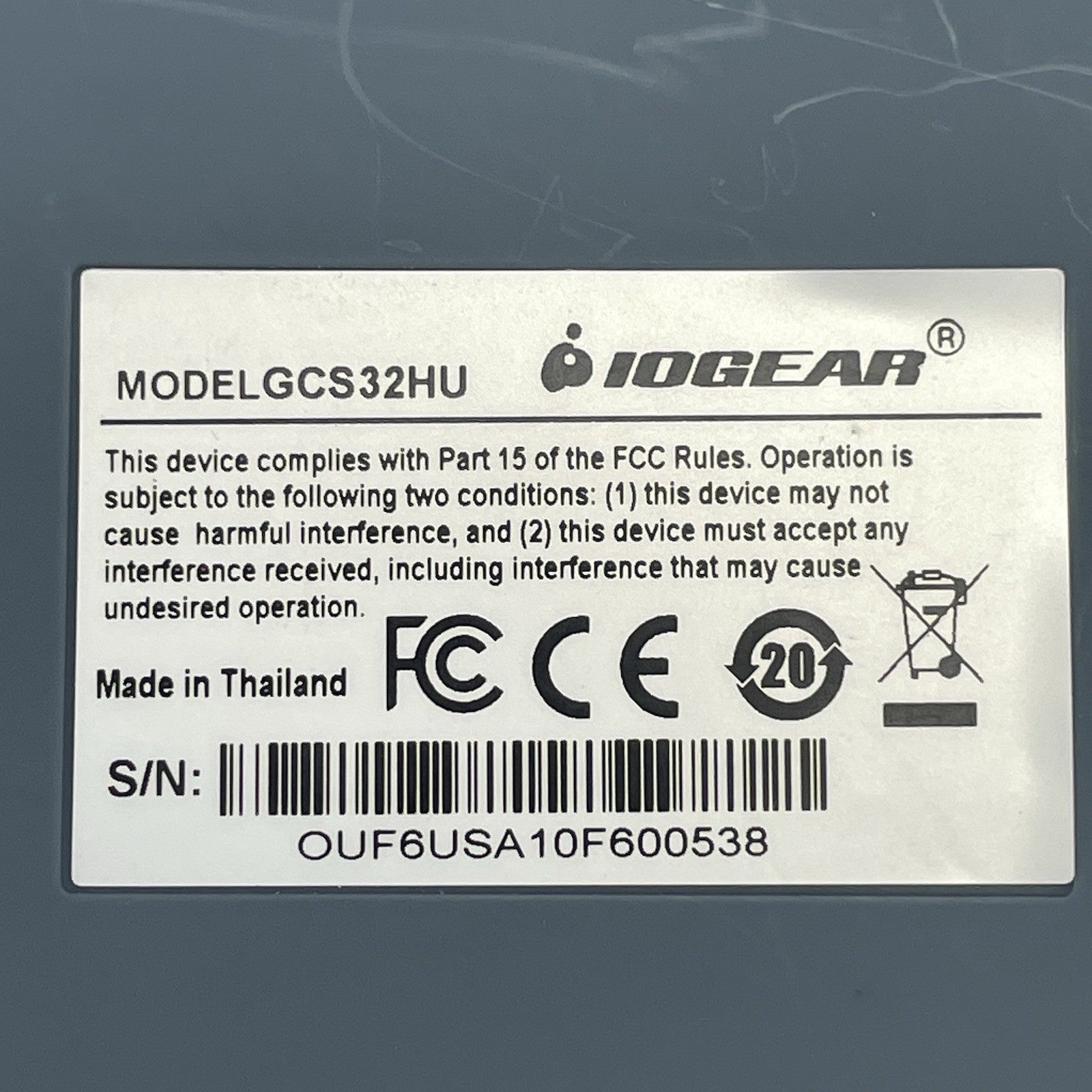 IOGEAR 2-Port HDMI KVM Switch USB Cables 1080p GCS32HU Power Tested5
