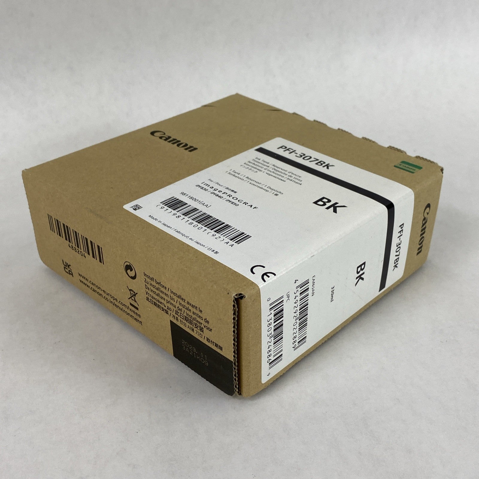 Canon PFI-307BK OEM Black Ink Tank for ImagePROGRAF iPF830/840/850 Exp 11/20234