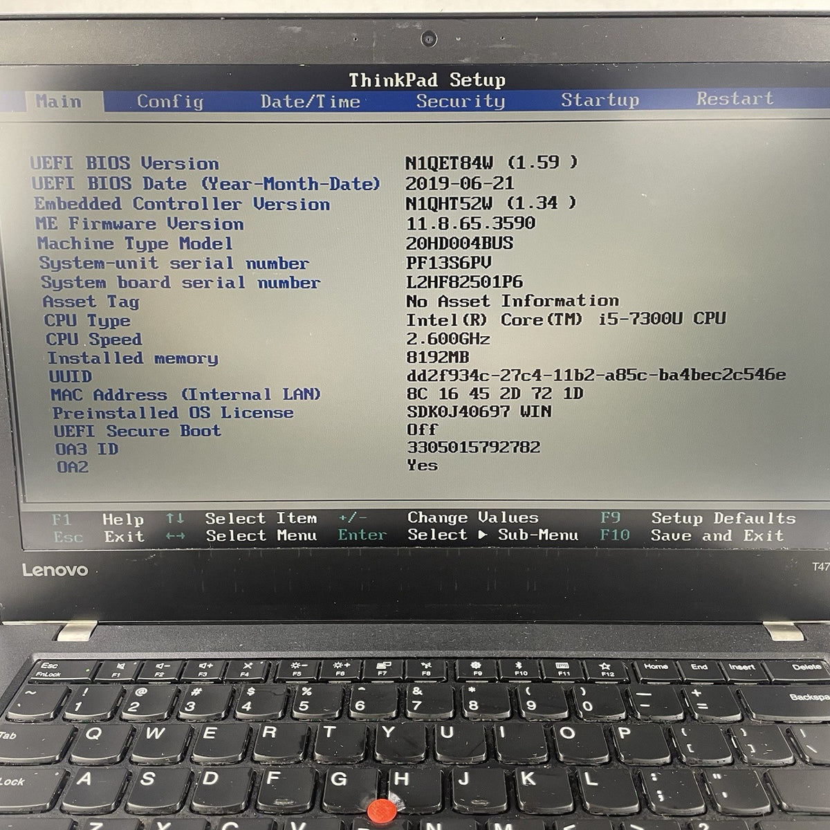 Lenovo ThinkPad T460 14" i5 6300U 2.40 GHz 8 GB RAM No SSD/OS/AC/Ext.Batt3