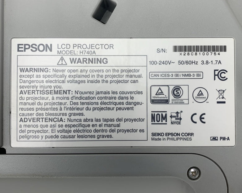 Epson PowerLite 695Wi H740A LCD Lamp Projector 3146 Lamp Hours - No Remote