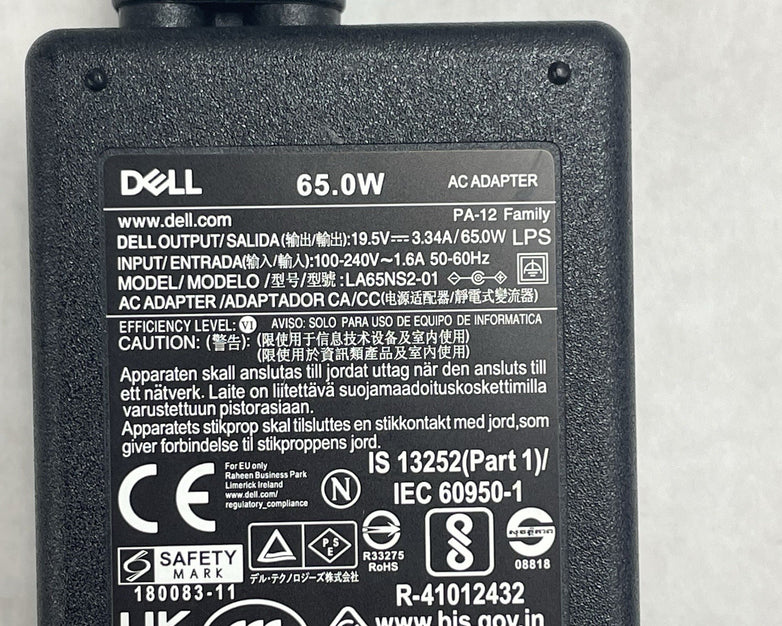 Dell 65W AC Adapter Laptop Charger 19.5V 3.34A Black LA65NS2-01 Lot of 3