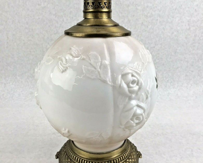 M.C. CO GIM 644 Antique Lamp - White Floral Globe