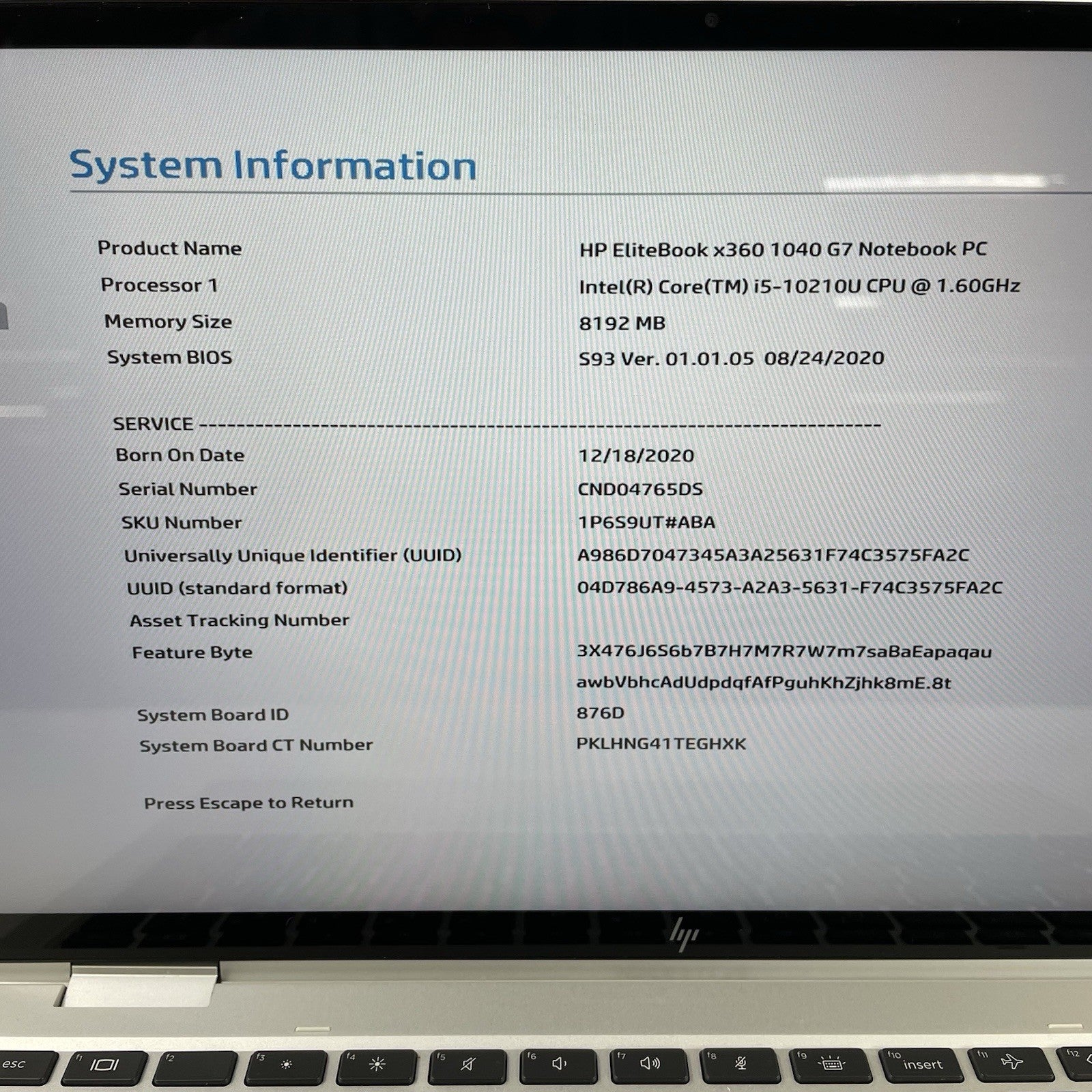 HP EliteBook x360 1040 G7 14" i5-10210U 1.60 GHz 8 GB RAM No OS/SSD/AC2