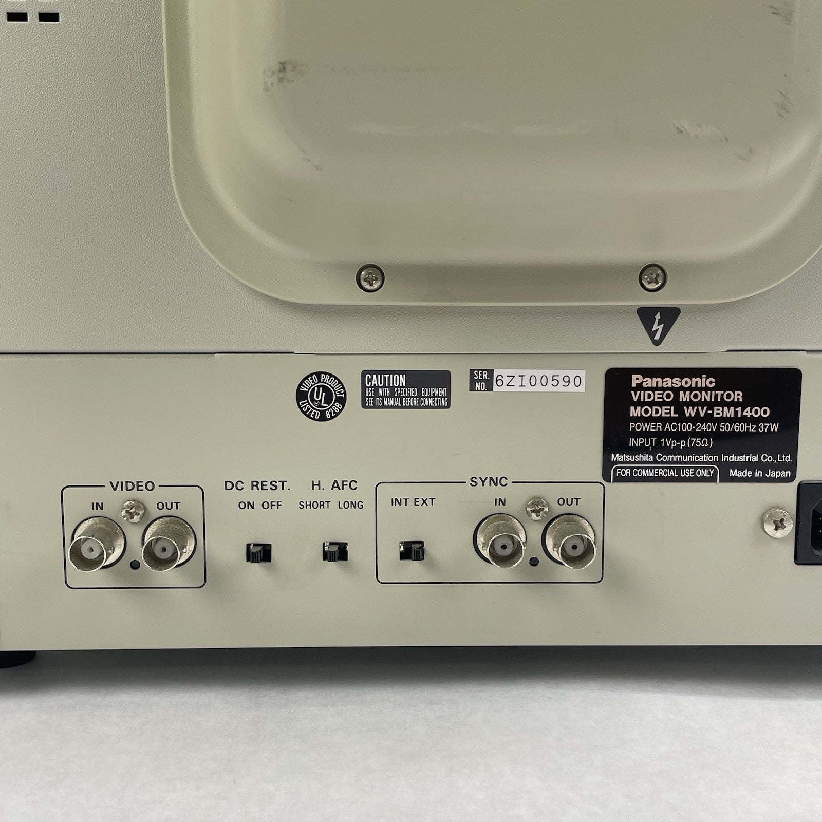 Panasonic WV-BM1400 Black and White Video Monitor For Parts