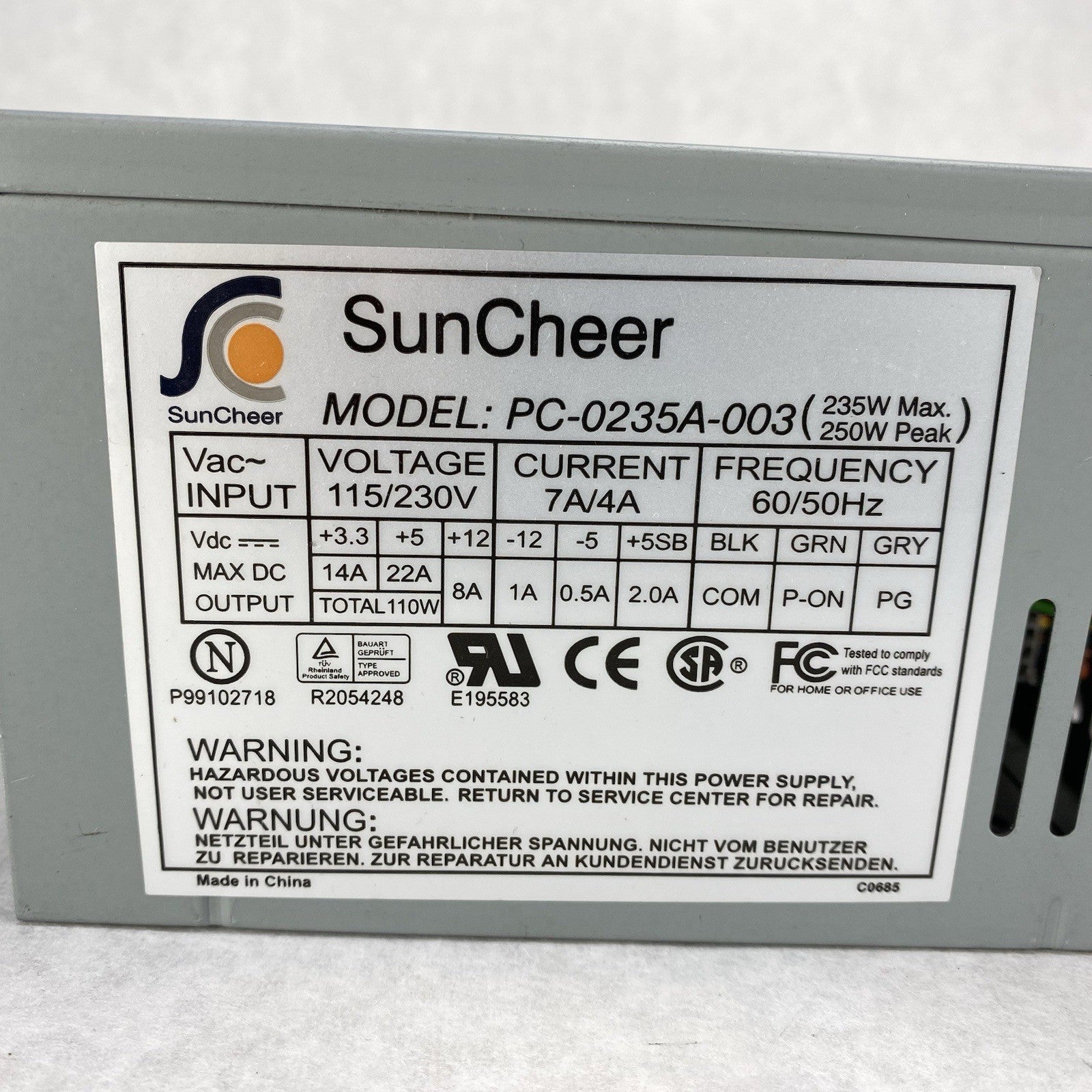 Sun Cheer PC-0235A-003 235W Power Supply