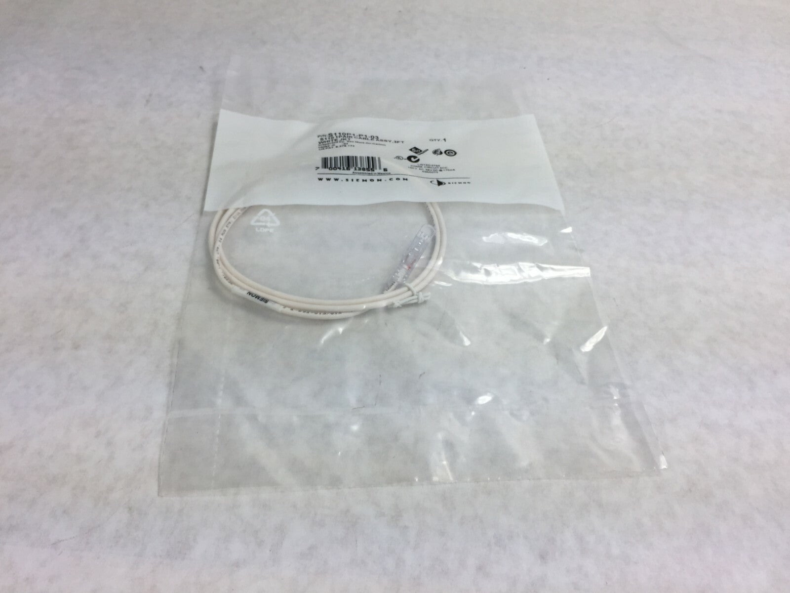 Seimens S110 Cable Assy  3 ft  S110P1-P1-03  White