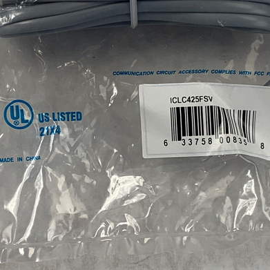 25 Foot Grey Wall Cord ICC ICLC425FSV Lot of 8