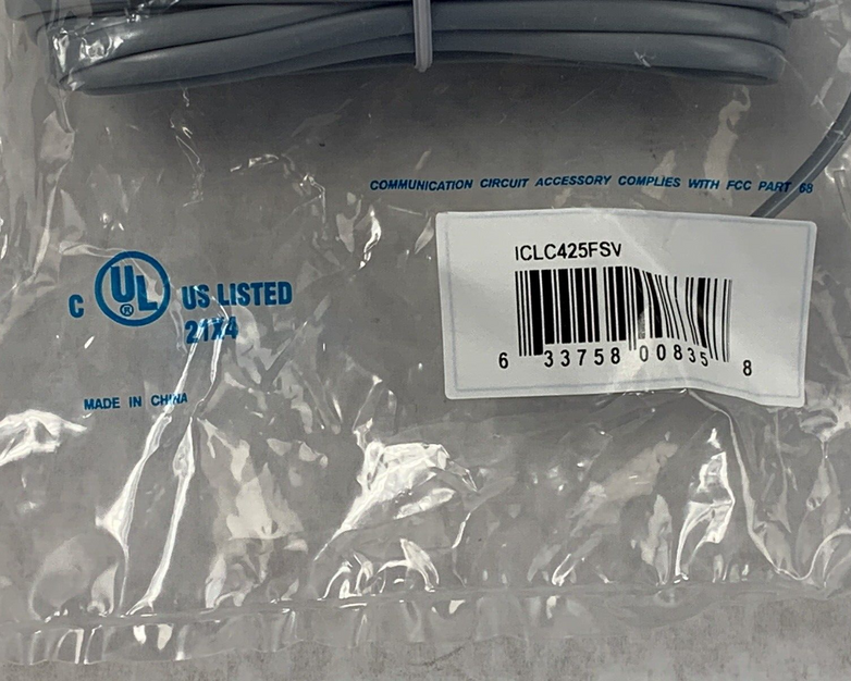 25 Foot Grey Wall Cord ICC ICLC425FSV Lot of 8