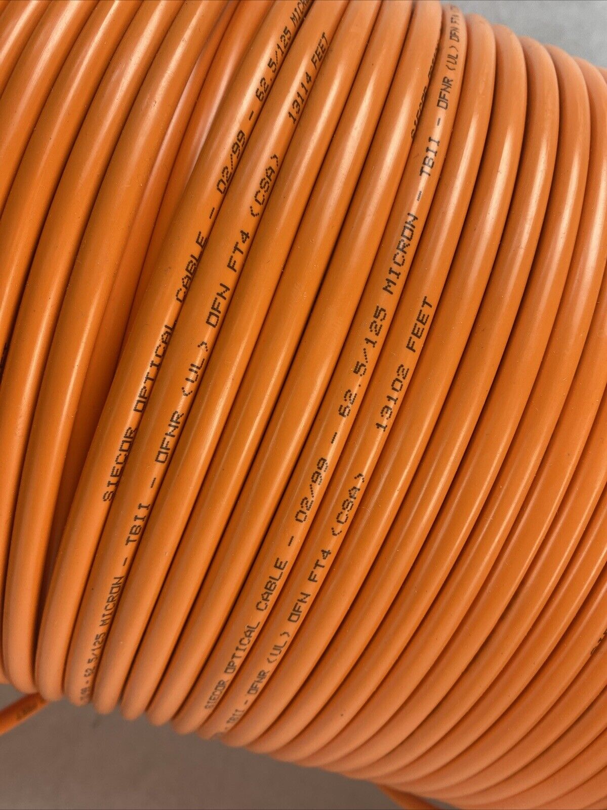 Seicor 62.5 125 Micron TBII 0FNR FT4 6F62 Fiber Optic Cable PARTIAL ROLL 375ft