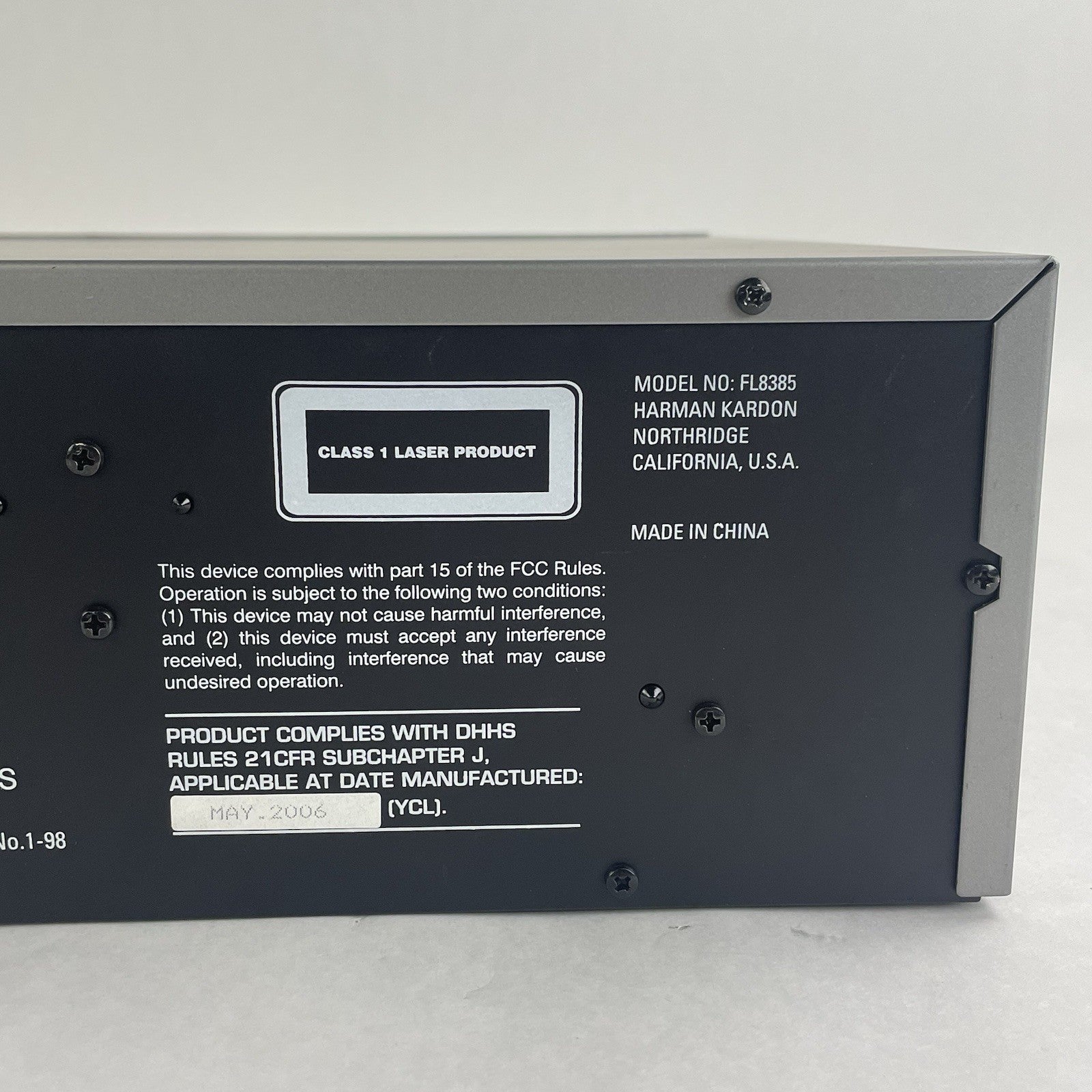 Harman/Kardon FL8385 5-Disc CD Changer For Parts7