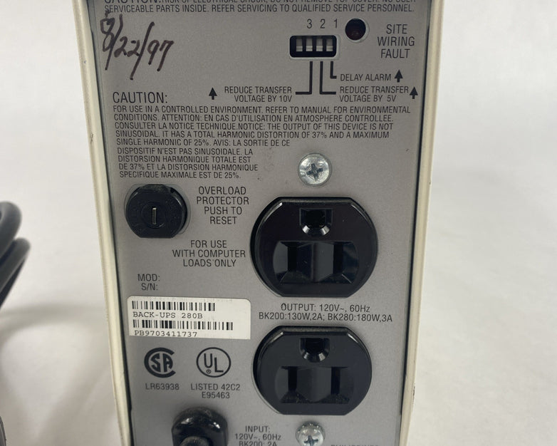 APC Back-ups 280 Battery Backup No Batteries Tested