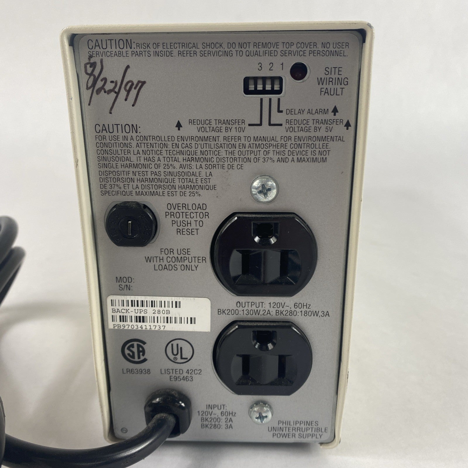 APC Back-ups 280 Battery Backup No Batteries Tested3