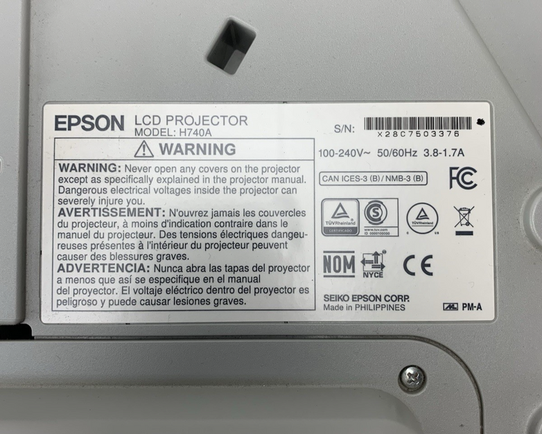 Epson PowerLite 695Wi H740A LCD Lamp Projector 2560 Lamp Hours - No Remote