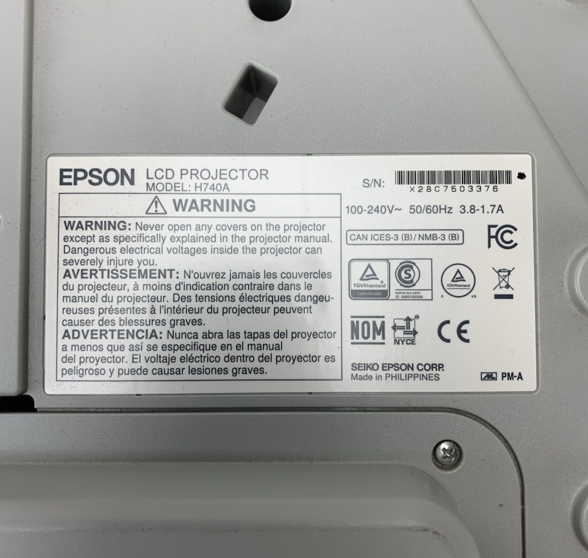 Epson PowerLite 695Wi H740A LCD Lamp Projector 2560 Lamp Hours - No Remote7