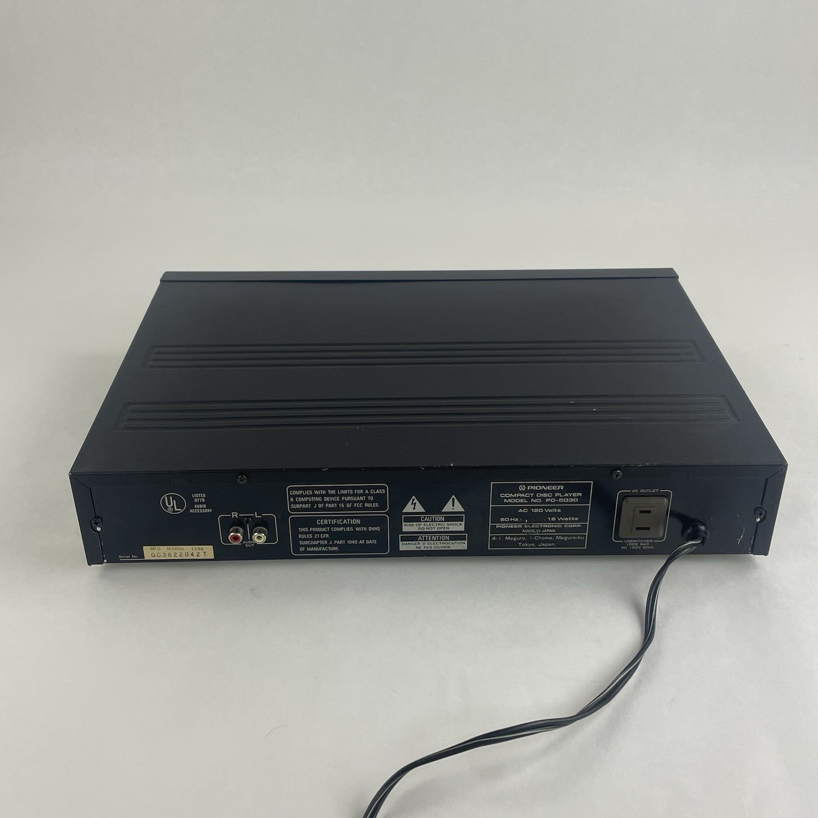 Pioneer PD-5030 Single CD Compact Disc Player 1986 Japan Tested5