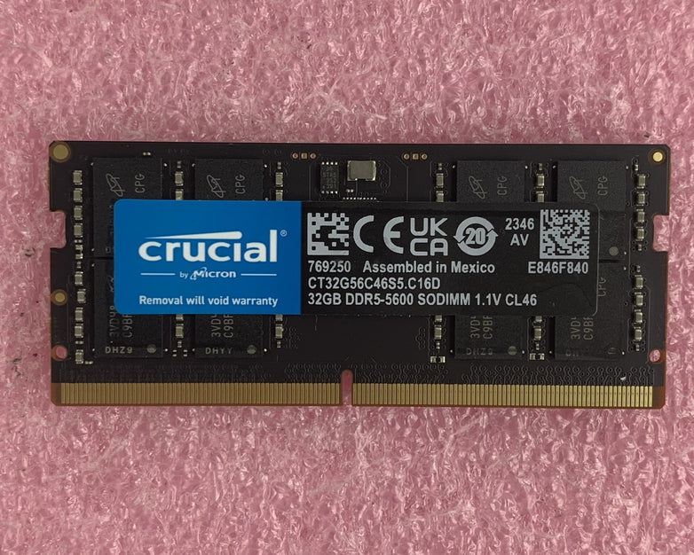 Crucial CT32G56C46S5.C16D 32 GB DDR5-5600 SODIMM Laptop Memory RAM
