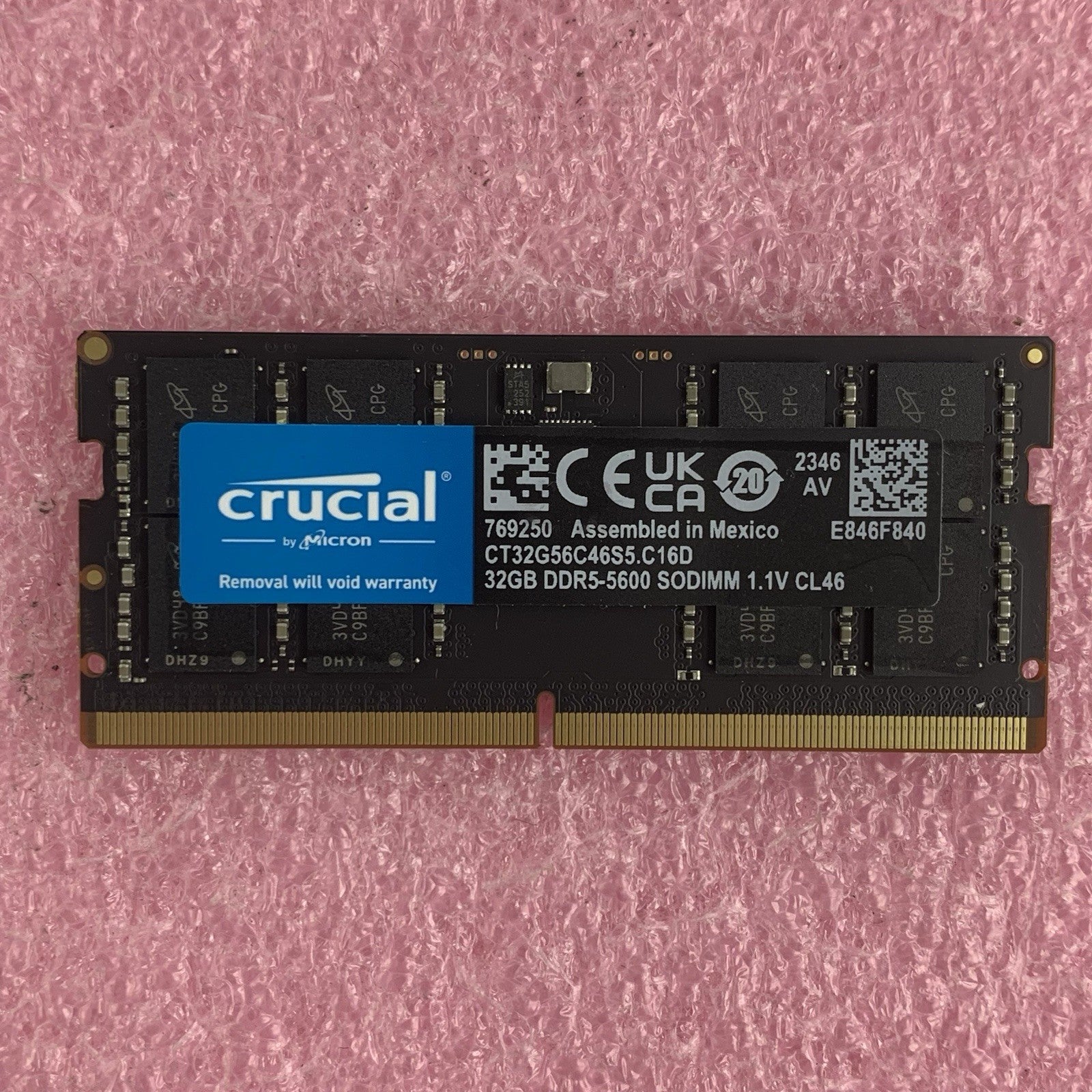 Crucial CT32G56C46S5.C16D 32 GB DDR5-5600 SODIMM Laptop Memory RAM1