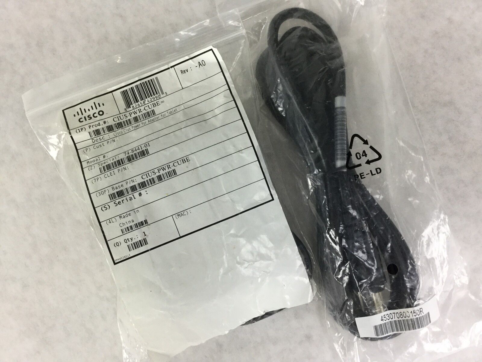 Genuine Cisco DA-02A05 74-8441-01 5V 4A AC Power Adapter & Power Cord (Lot of 2)
