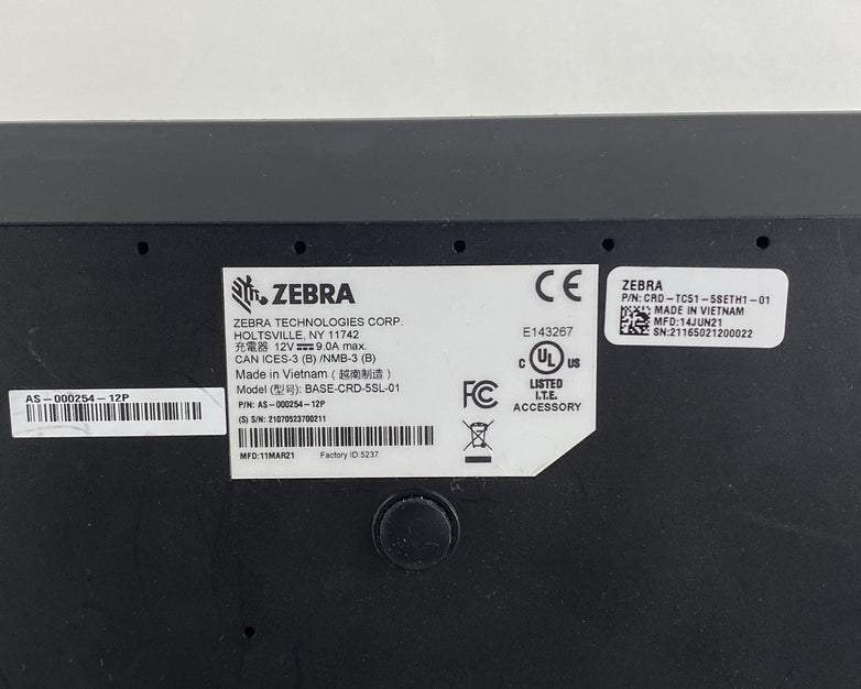 Zebra BASE-CRD-5SL-01 Charging Station Black/ White No Cords