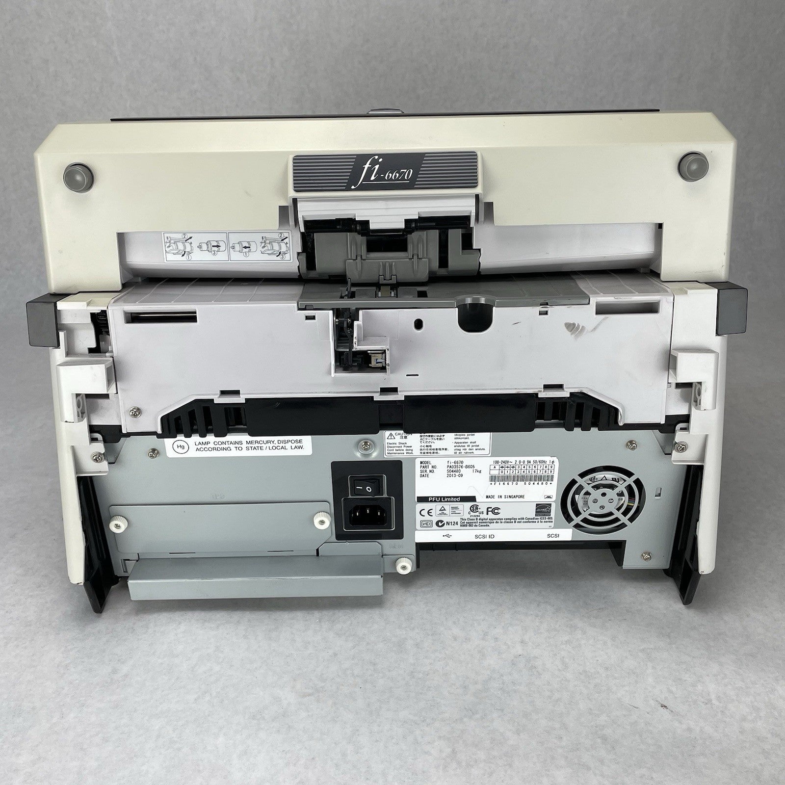 Fujitsu Fi-6670 Color Duplex USB Scanner 519750 Page Count No Trays Tested