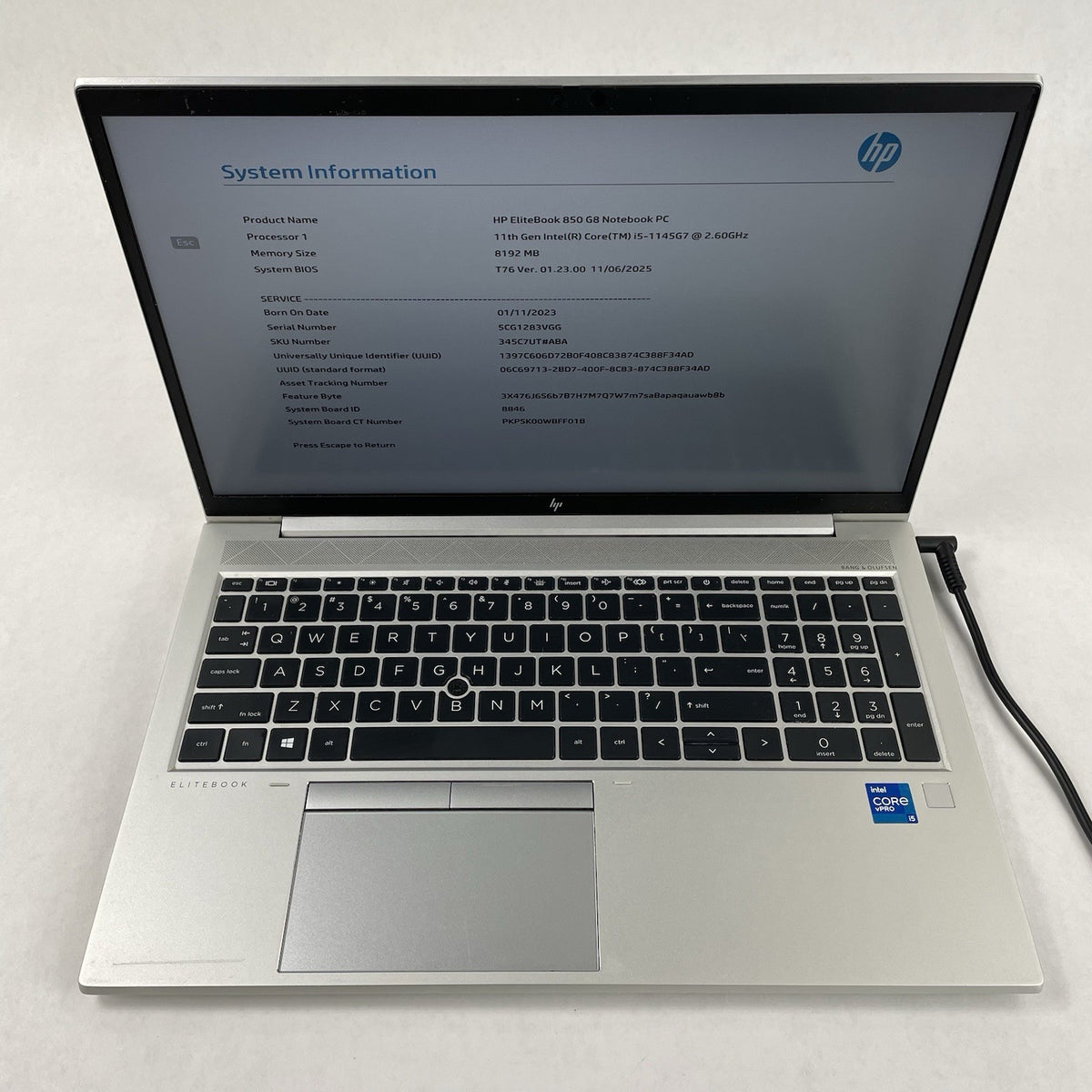 HP EliteBook 850 G8 15.6" i5-1145G7 2.60 GHz 8 GB RAM No SSD/OS/AC/Batt - Bottom2