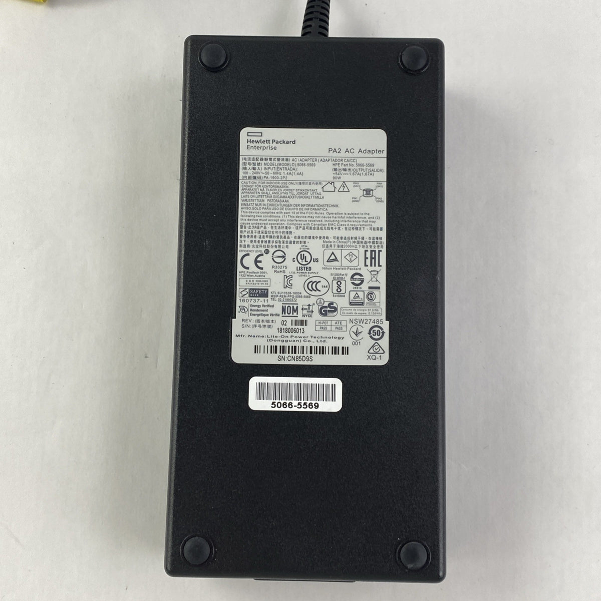 HP 5066-5569 54V 1.67A 90W 4 Pin PA2 AC Adapter - No Power Cord5