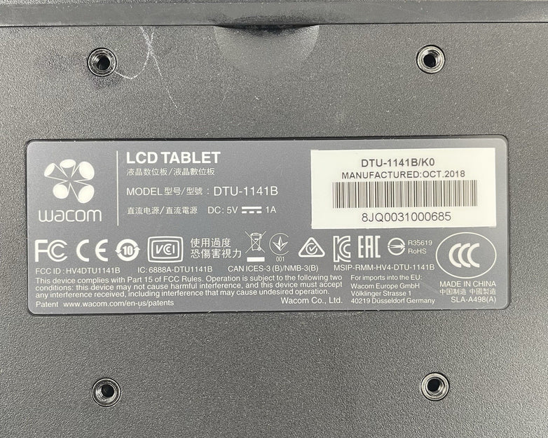 Wacom DTU-1141B 10.1" FHD Drawing Tablet - Scratched/No Power Cord & Cord Cover