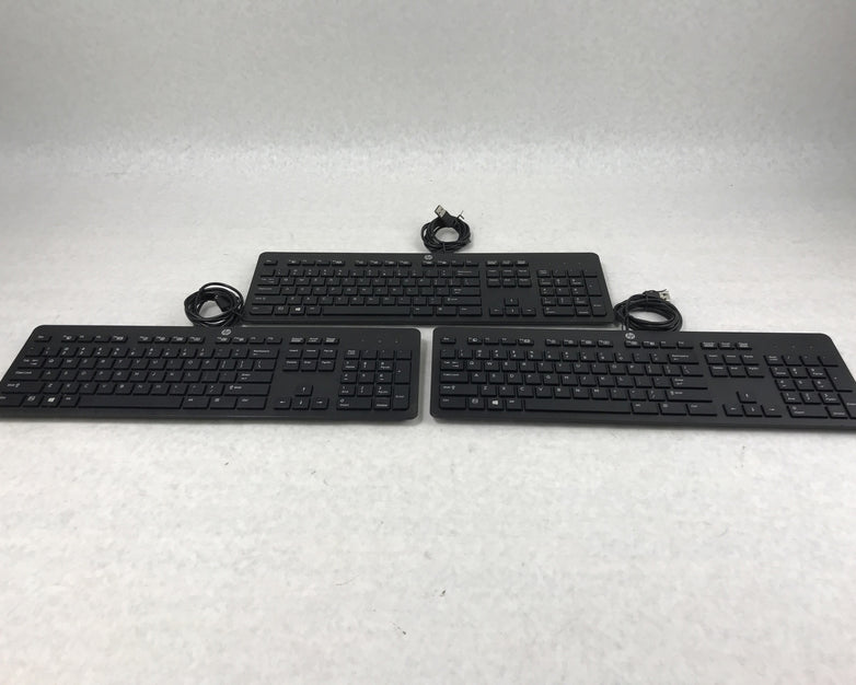 Lot of 3 HP PH0U Slim USB Multimedia Wired Desktop PC Computer Black Keyboard