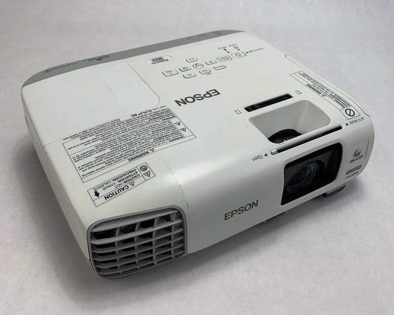 Epson PowerLite W29 H690A LCD Lamp Projector 1075 Hours - No Remote Broken Cover