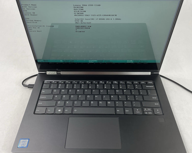 Lenovo Yoga C930-131KB 14" i7-8550U 1.80 GHz 8 GB RAM No SSD/OS/AC/Batt