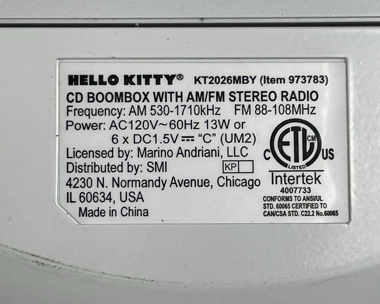 Hello Kitty KT2026MBY CD Player AM FM Radio Boombox 2013 Tested