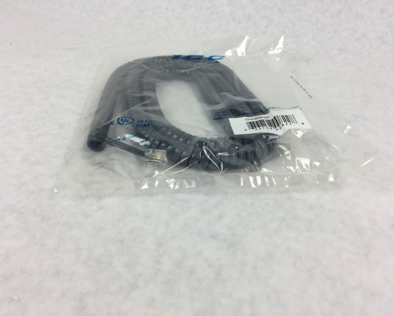ICC Coiled Telephone Handset Cord 25' Dark Gray ICHC425FDG (Lot of 5)