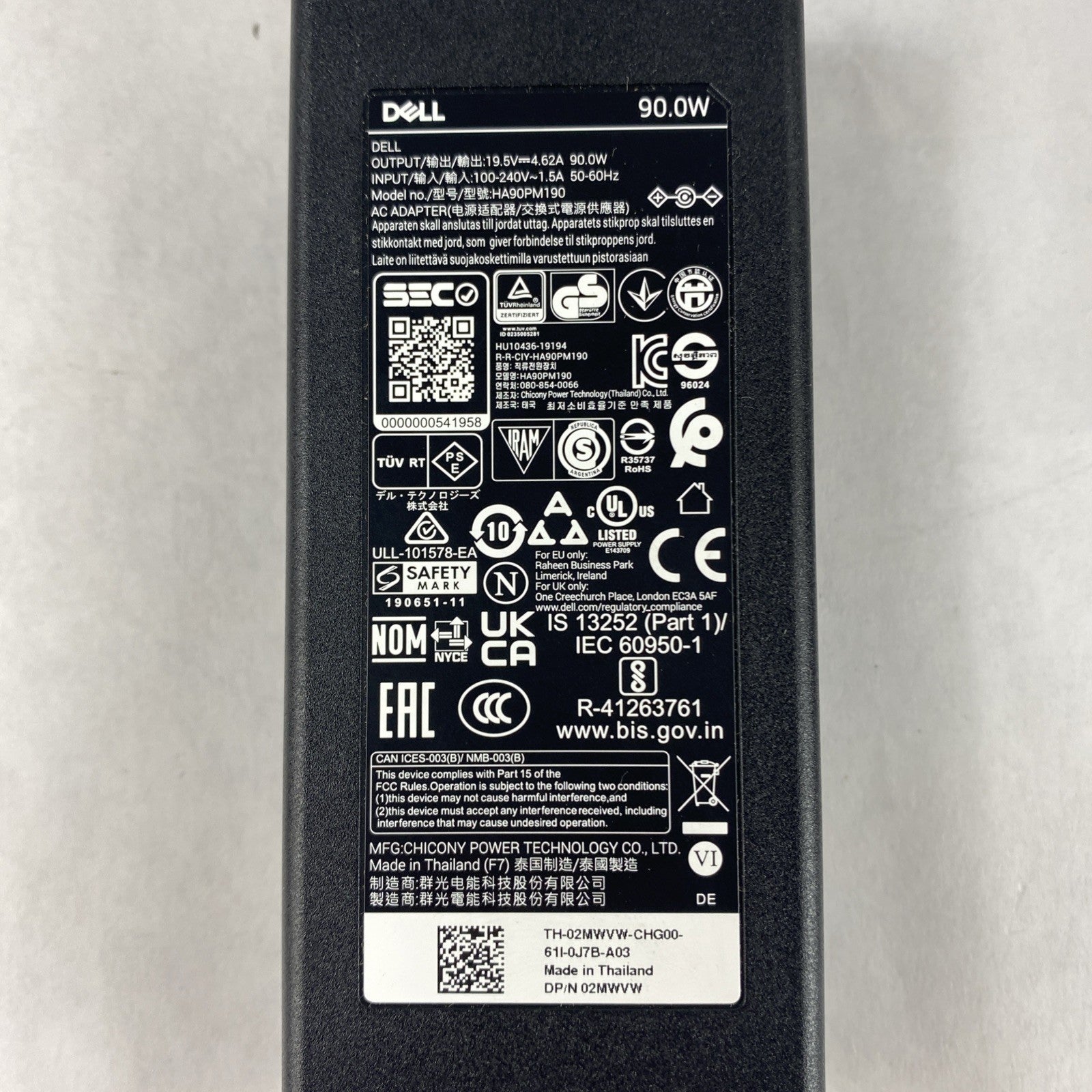 Dell LA90PM111 90W AC Adapter Mix Lot of 10 With HA90PM1904