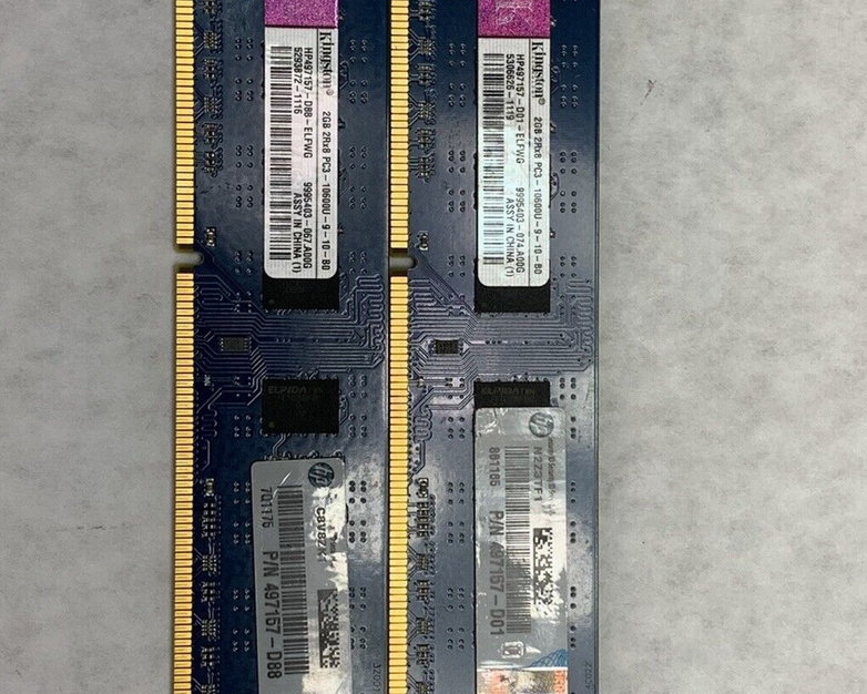 Lot ( 2 ) 2GB Kingston PC3-10600 DDR3-1333MHz non-ECC Unbuffered CL9 240pin DIMM