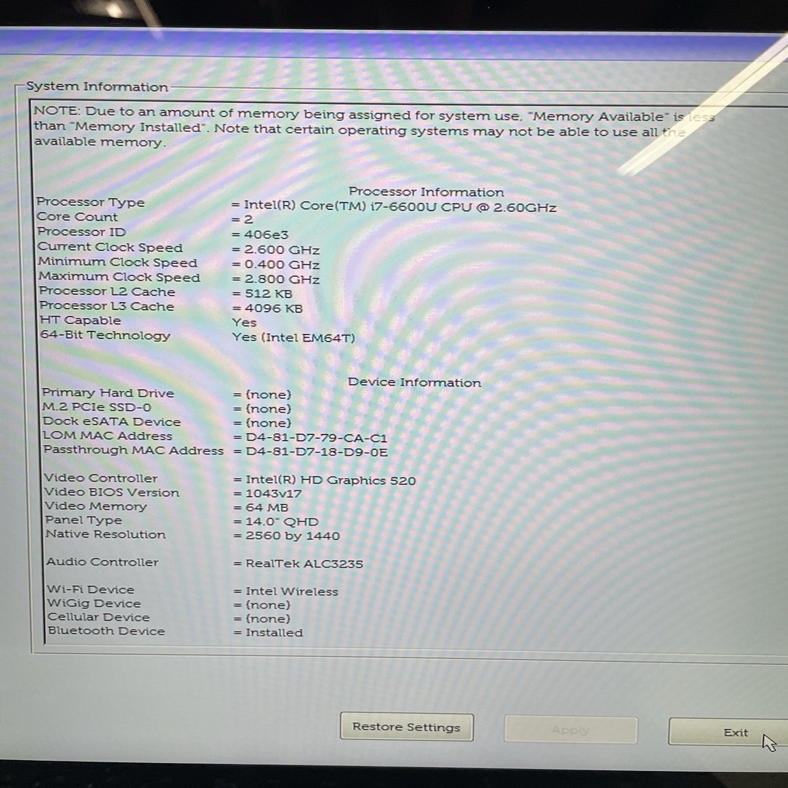 Dell Latitude E7470 14" i7-6600U 2.60 GHz 8 GB RAM No SSD/OS/AC/Battery - READ3