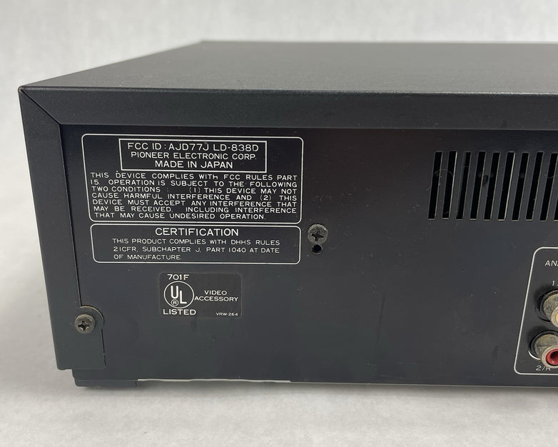 Pioneer LD-838D Laservison Laser Disk PLAYER  LD-838D For Parts