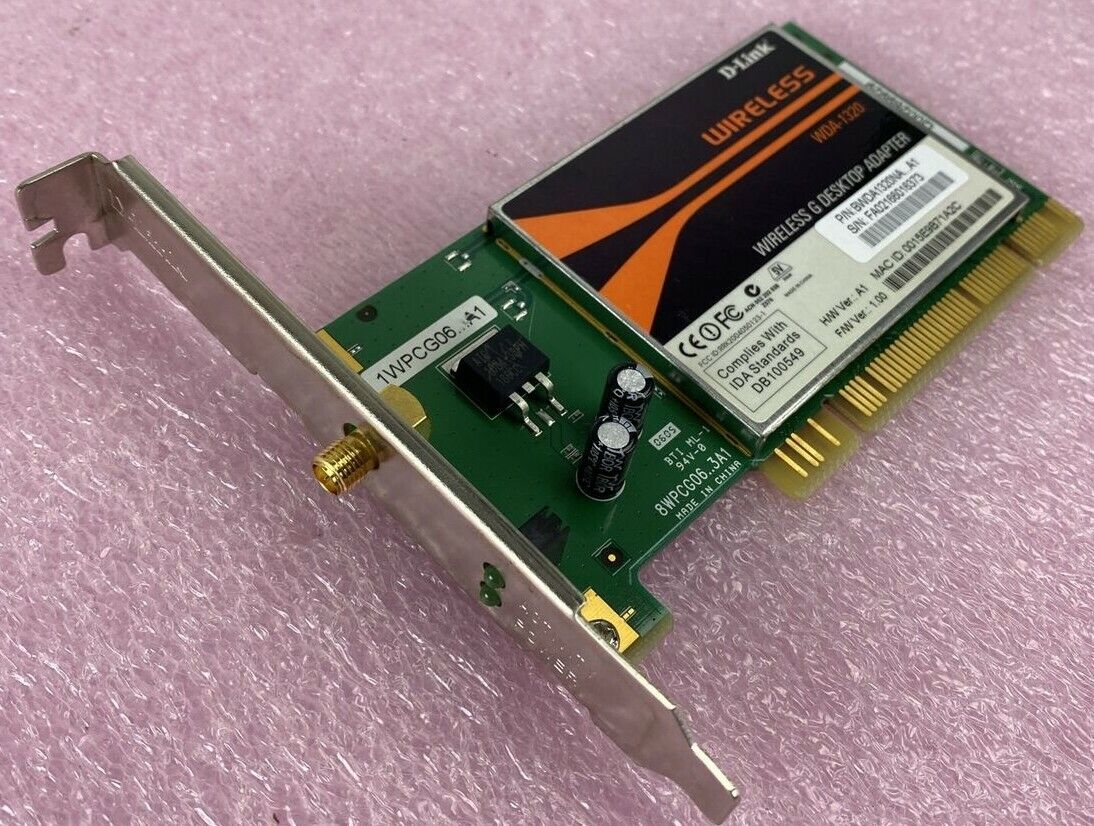 D-Link WDA-1320 Wireless G Desktop Adapter 54Mb/s RP-SMA PCI Card (Lot of 3)