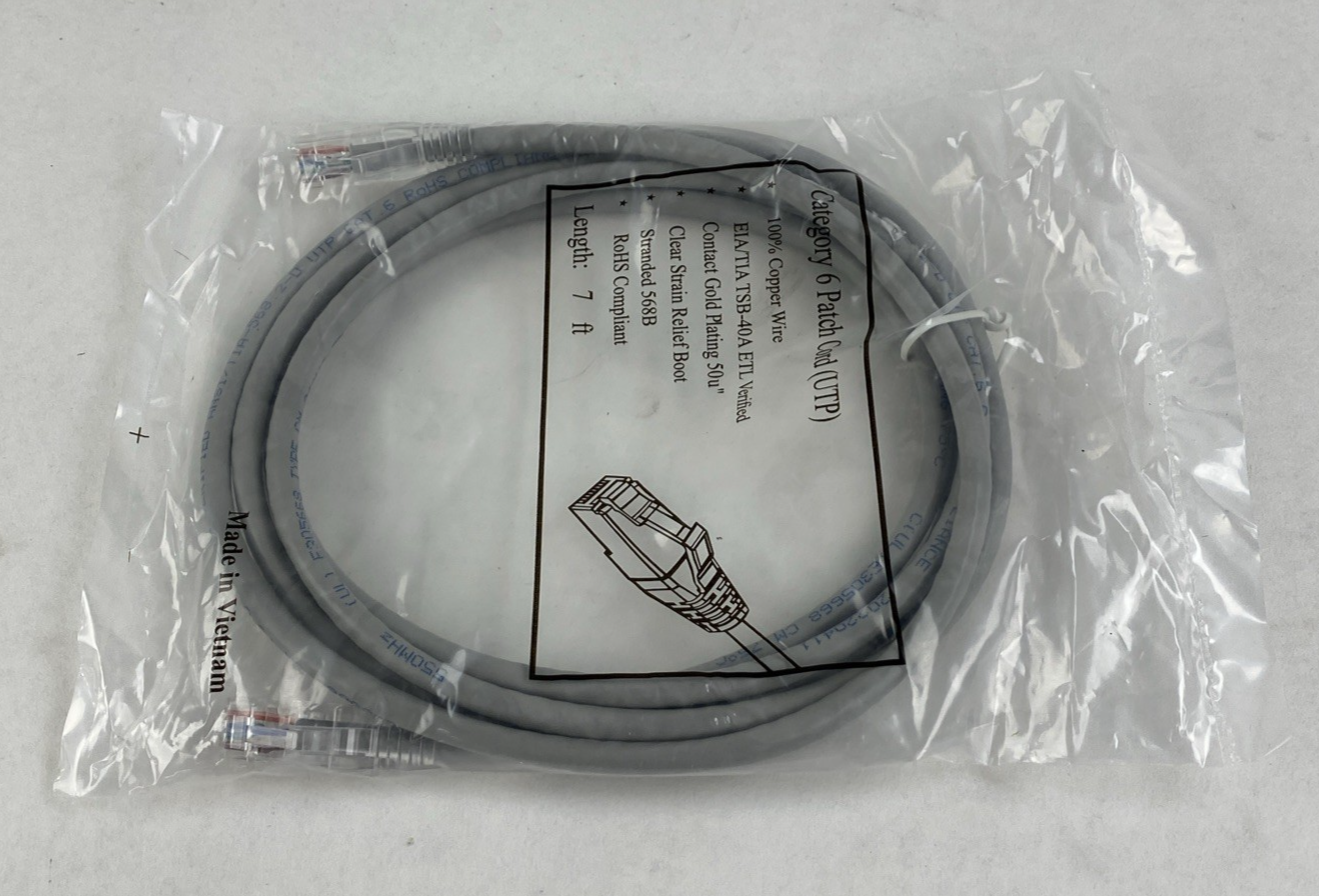 Category 6 Patch Cord (UTP) 7FT 550MHz (Lot of 5)