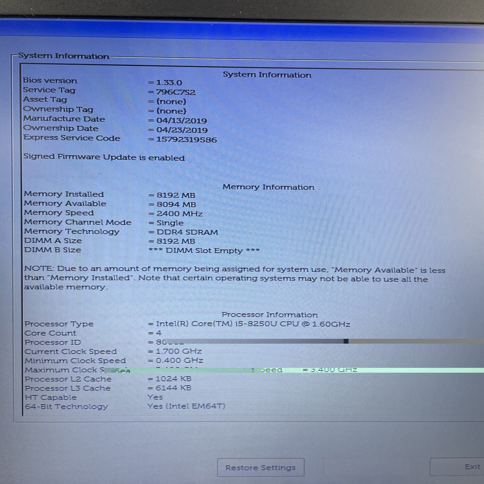 Dell Latitude 5590 15.6" i5-8250U 1.60 GHz 8 GB RAM No SSD/OS/AC/Batt- Bad Front4