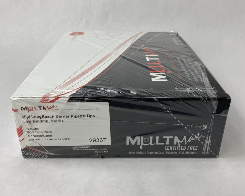 MultiMax 2936T 10µl LongReach Barrier Pipette Tips Case - 4800 Total Tips
