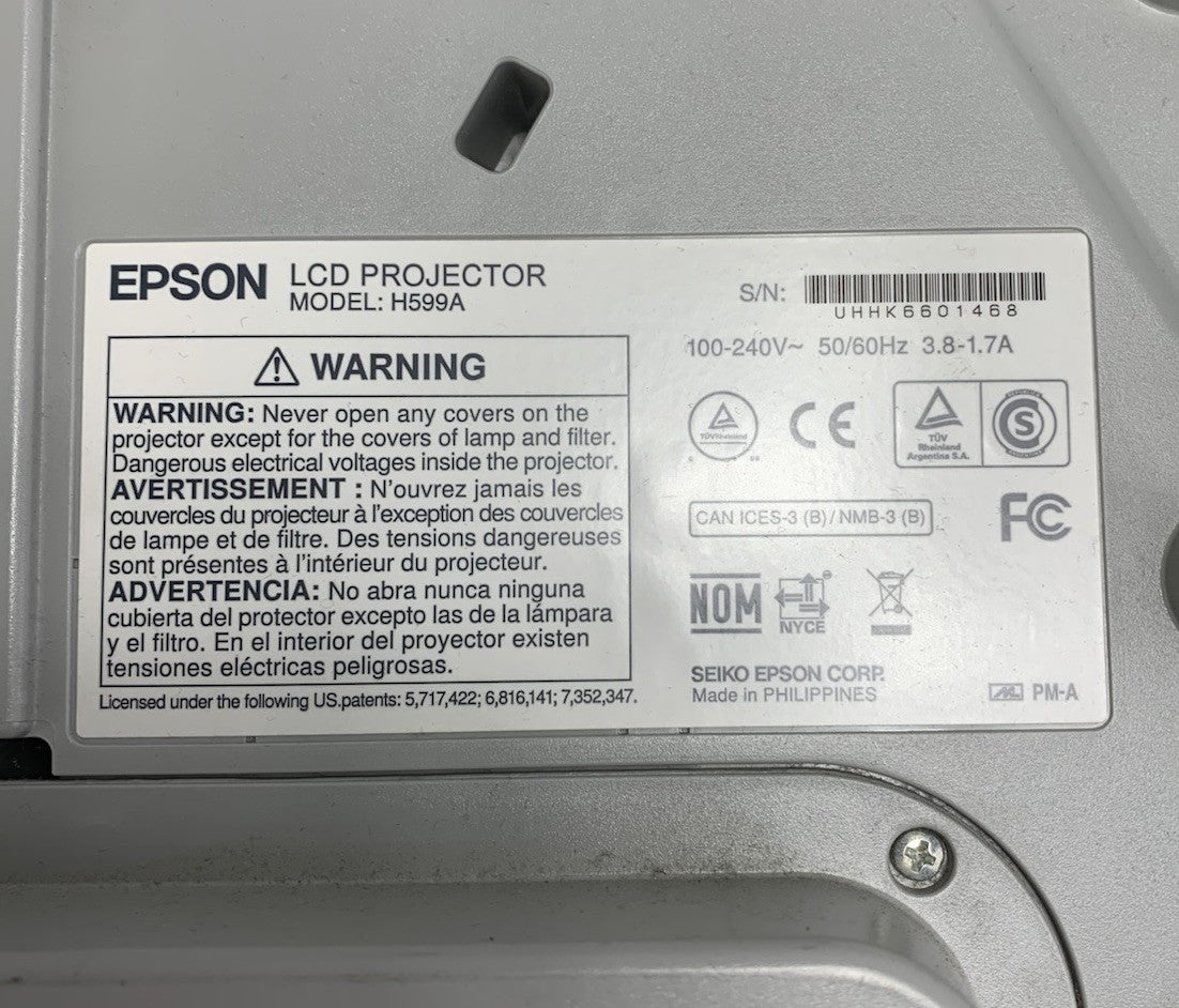 Epson BrightLink 595Wi H599A LCD Lamp Projector 878 Lamp Hours - No Remote7