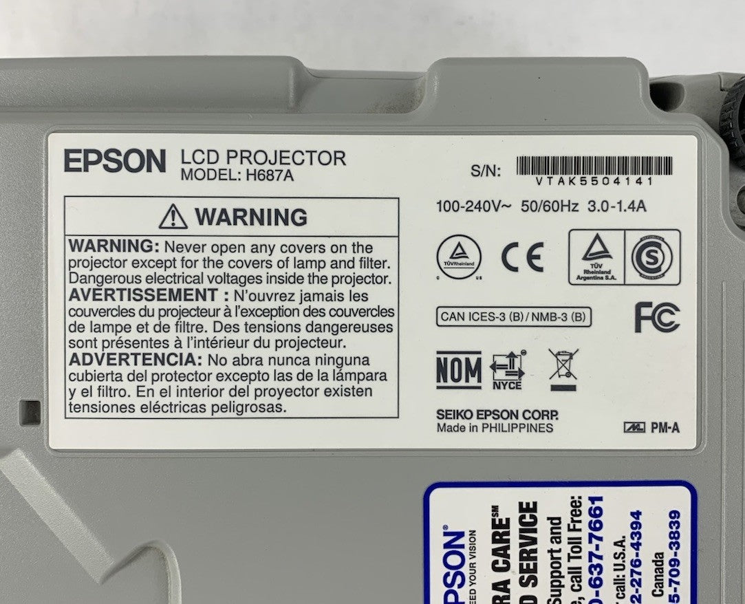 Epson PowerLite 98H H687A LCD Lamp Projector 3399 Lamp Hours - No Remote8
