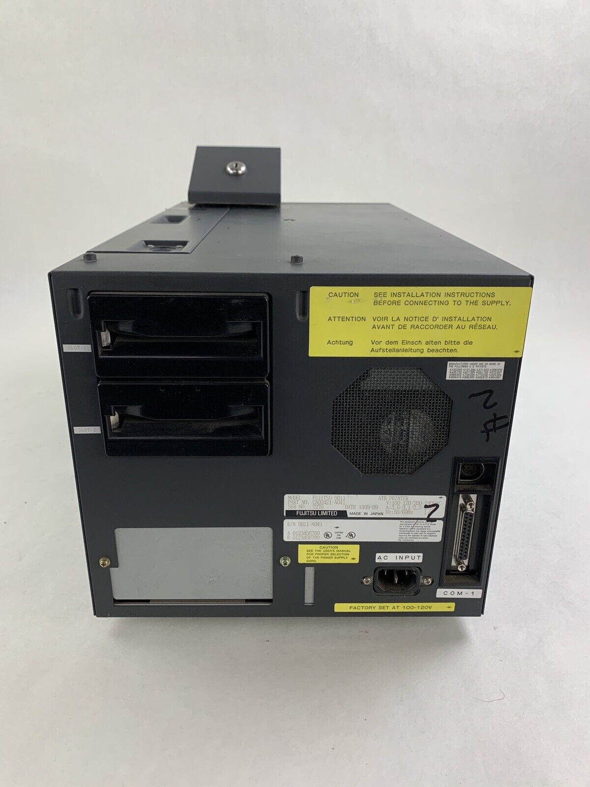 Fujitsu ATB Printer 9811 CA02421-A041 Powers On No Ribbon or Cards For Parts