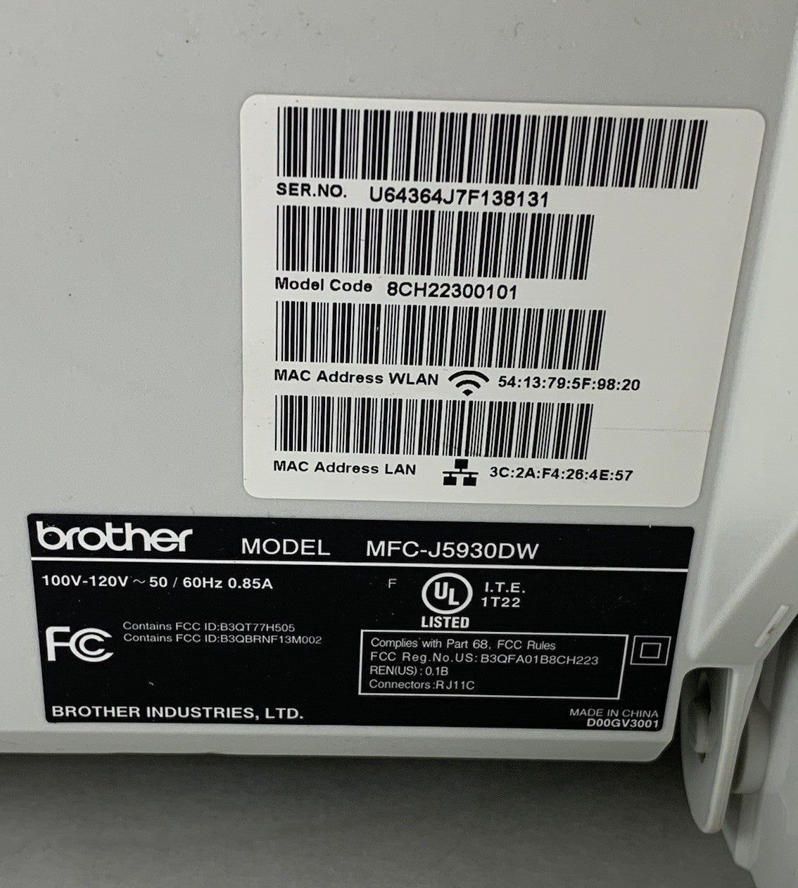 Brother MFC-J5930DW Printer - Parts or Repair