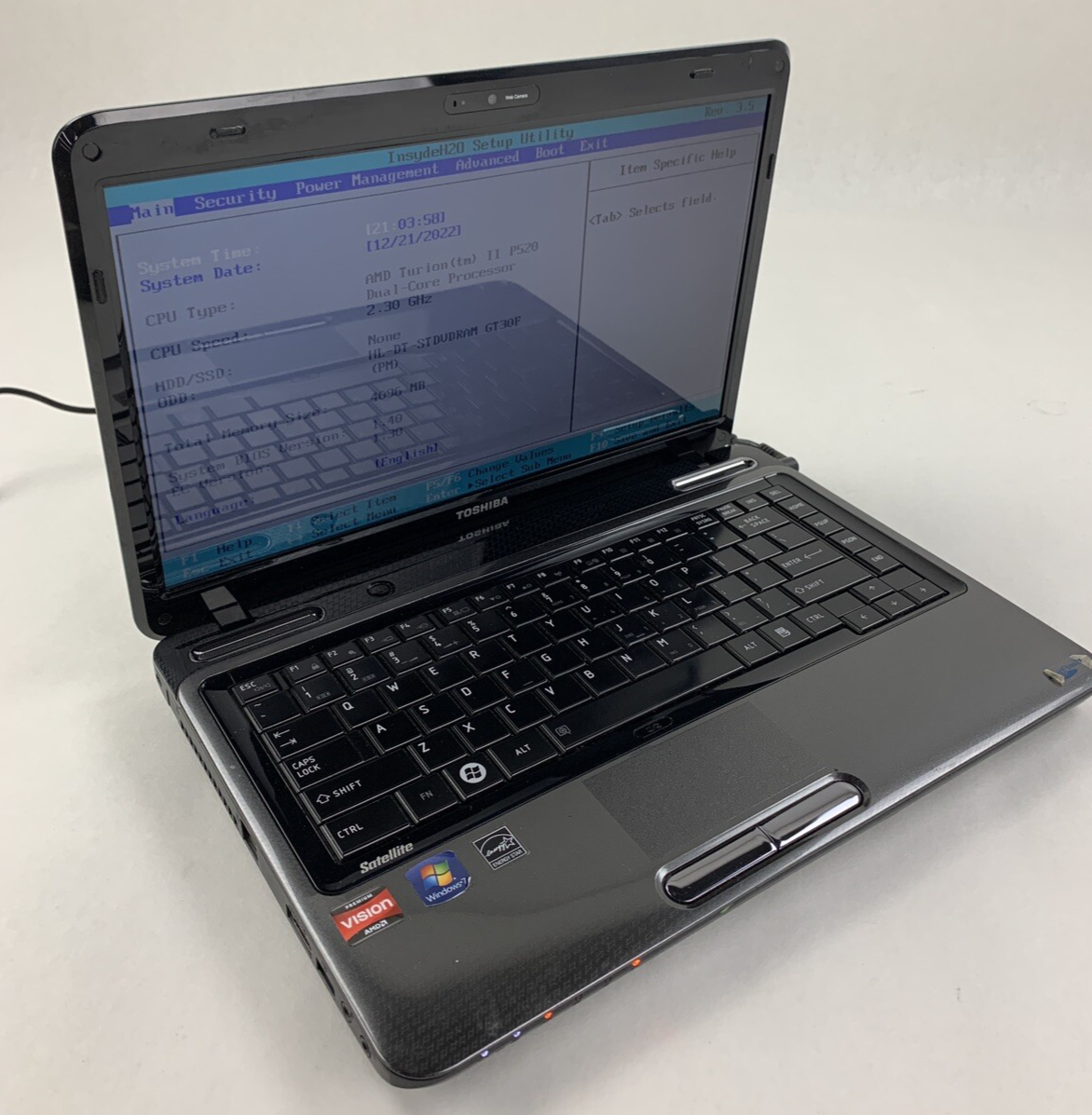 Toshiba Satellite  L645D-S4030 14" Turion II 2.3 GHz 4 GB Ram No OS No HDD No AC